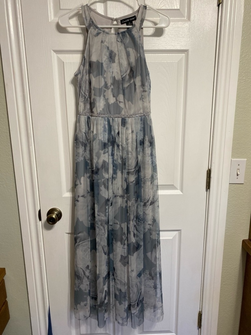 Chelsea & Violet Powder Blue Floral Halter Maxi Dress